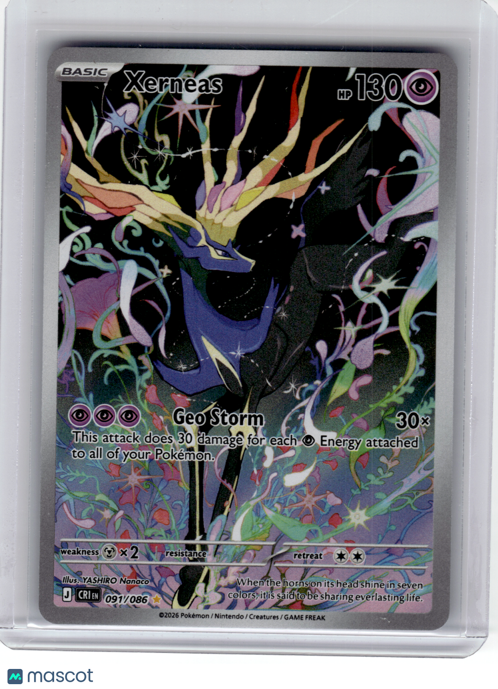 2026 Pokemon—Xerneas #91 Chaos Rising—Illustration Rare Holo