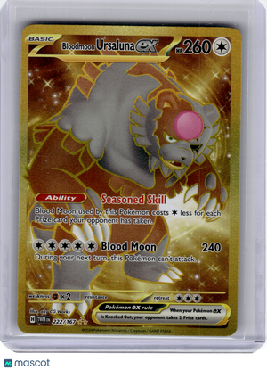 2024 Pokemon—Bloodmoon Ursaluna ex #222 Twilight Masquerade—Hyper Rare Holo