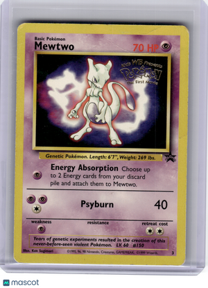 1999 Pokemon—Mewtwo #3 Wizard of the Coast—Black Star Promo [Damage]