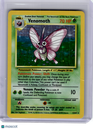 1999 Pokemon—Venomoth #13 Jungle—Rare Holo (No Symbol) [Damage]