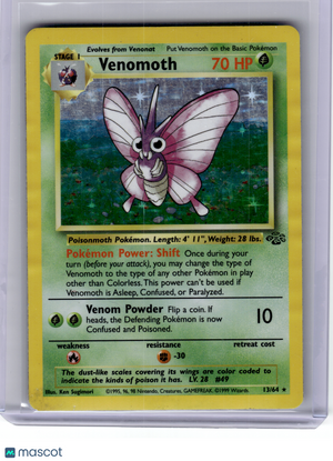 1999 Pokemon—Venomoth #13 Jungle—Rare Holo [Damage]