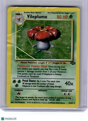 1999 Pokemon—Vileplume #15 Jungle—Rare Holo [Damage]