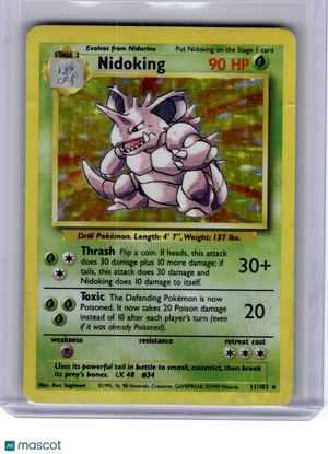 1999 Pokemon—Nidoking #11 Base Set—Rare Holo [Damage]