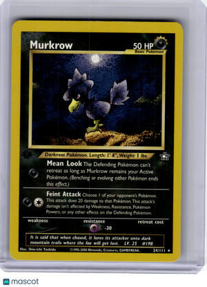 2000 Pokemon—Murkrow #24 Neo Genesis—Rare Non-Holo [MP] (1st Edition)
