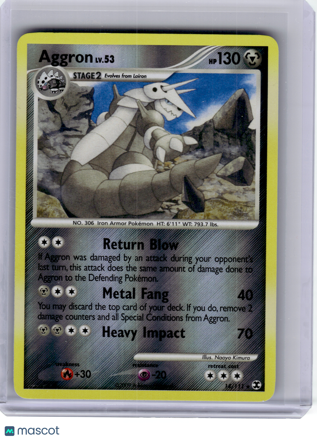 2009 Pokemon—Aggron #14 Rising Rivals—Rare Reverse Holo [Lightly Played]