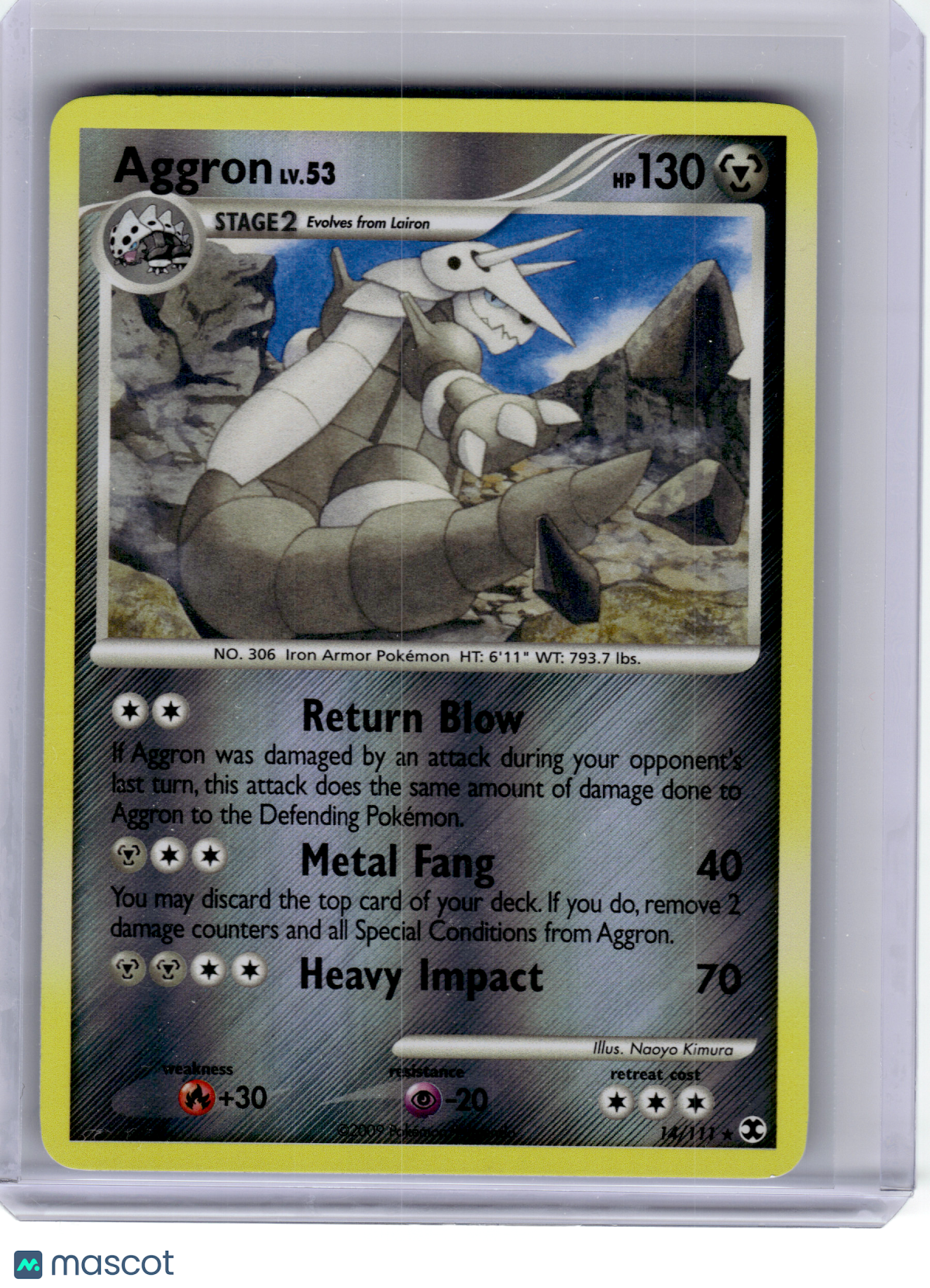 2009 Pokemon—Aggron #14 Rising Rivals—Rare Reverse Holo [Lightly Played]