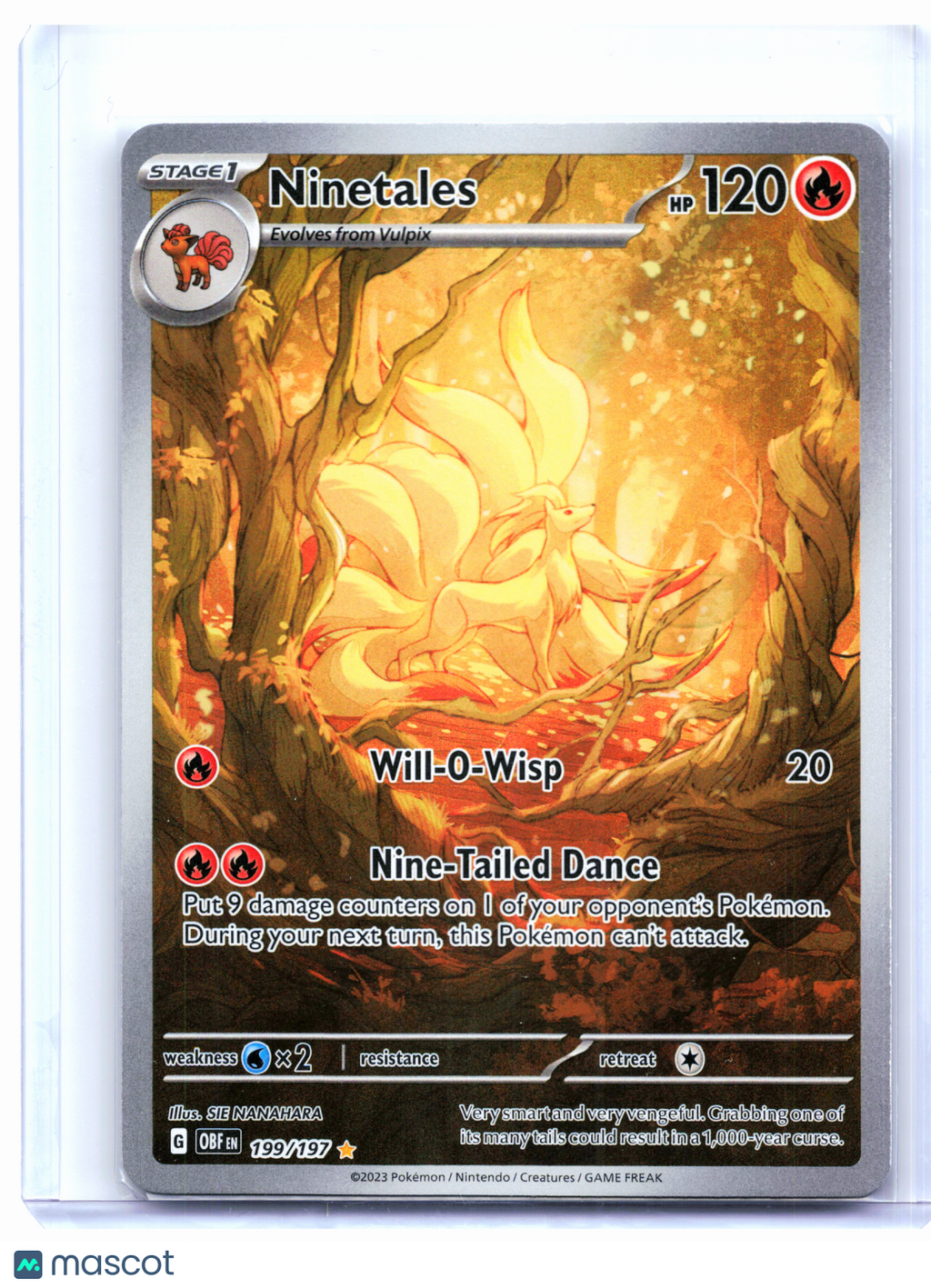2023 Pokemon—Ninetales #199/197 Obsidian Flames—Illustration Rare Holo [LP]