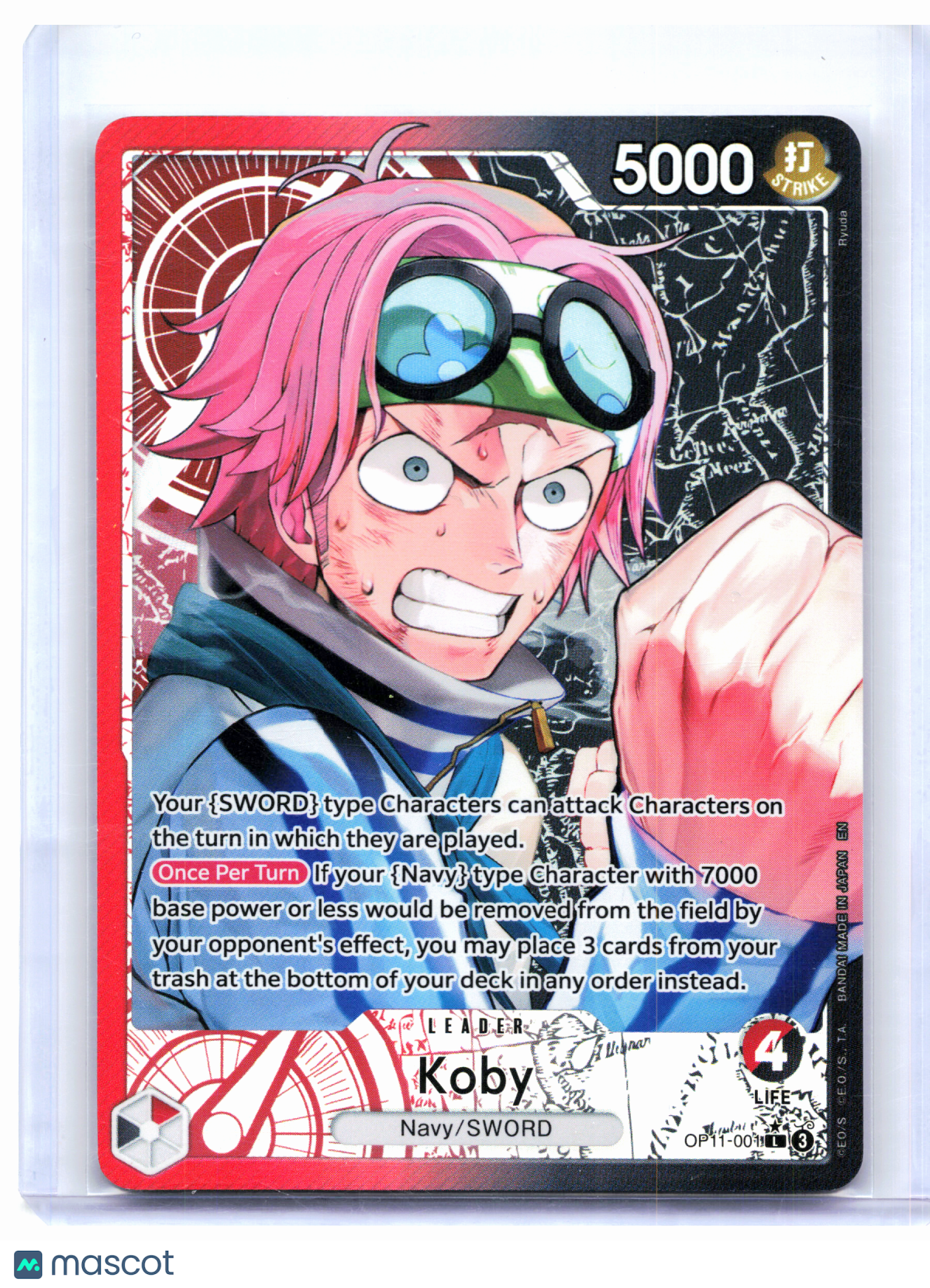 2025 One Piece—Koby (Alternate Art) #OP11-001 A Fist of Divine Speed—Leader Foil