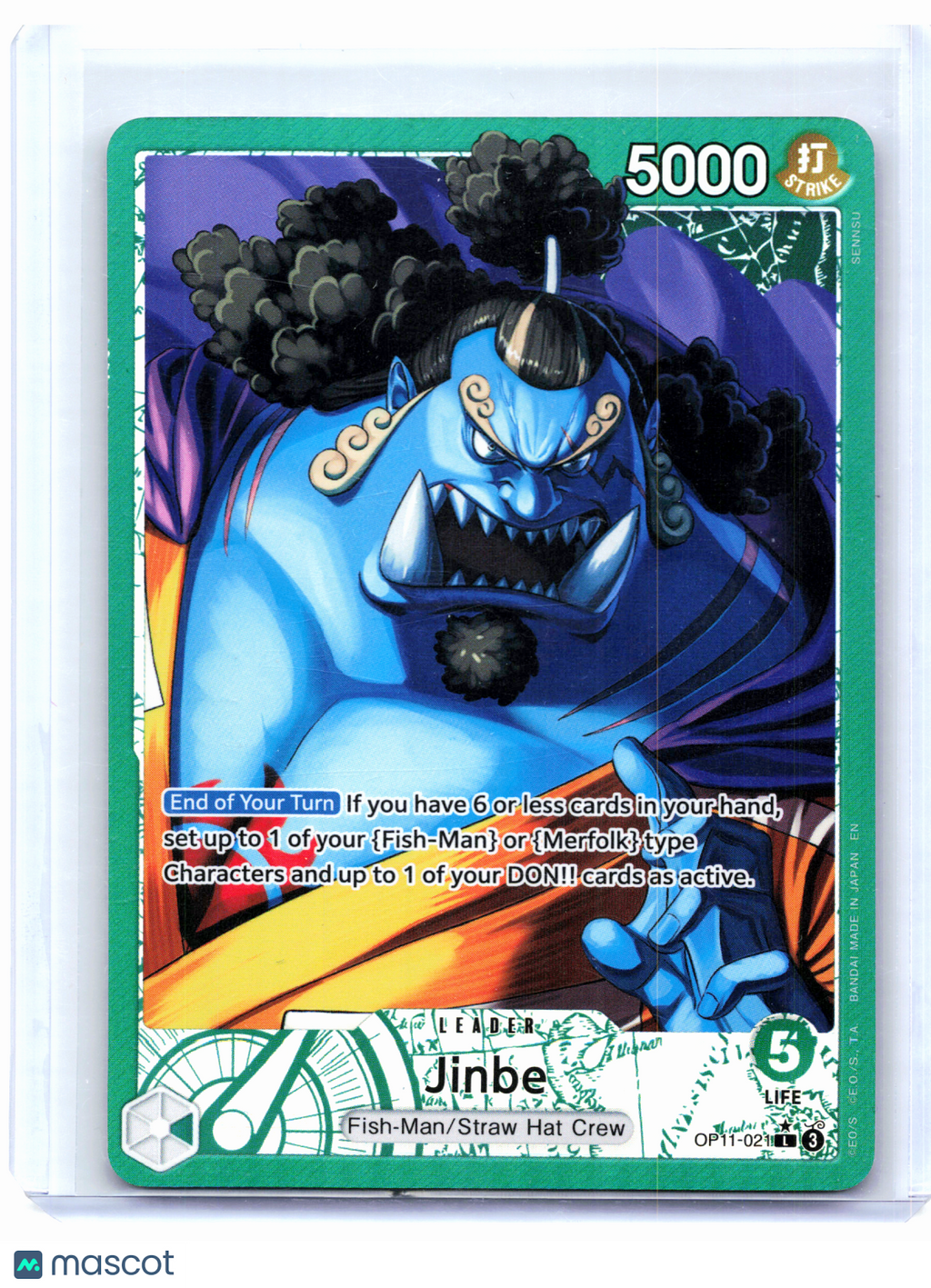 2025 One Piece—Jinbe (Alt Art) #OP11-021 A Fist of Divine Speed—Leader Foil