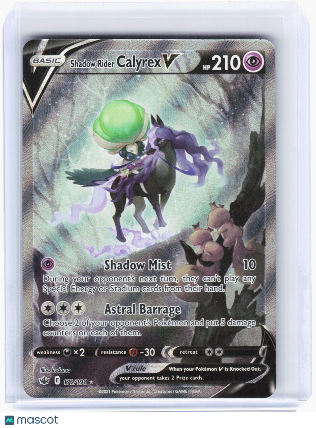 2021 Pokemon—Shadow Rider Calyrex V (Alternate Full Art) #172/198 Chilling Reign—Ultra Rare Foil