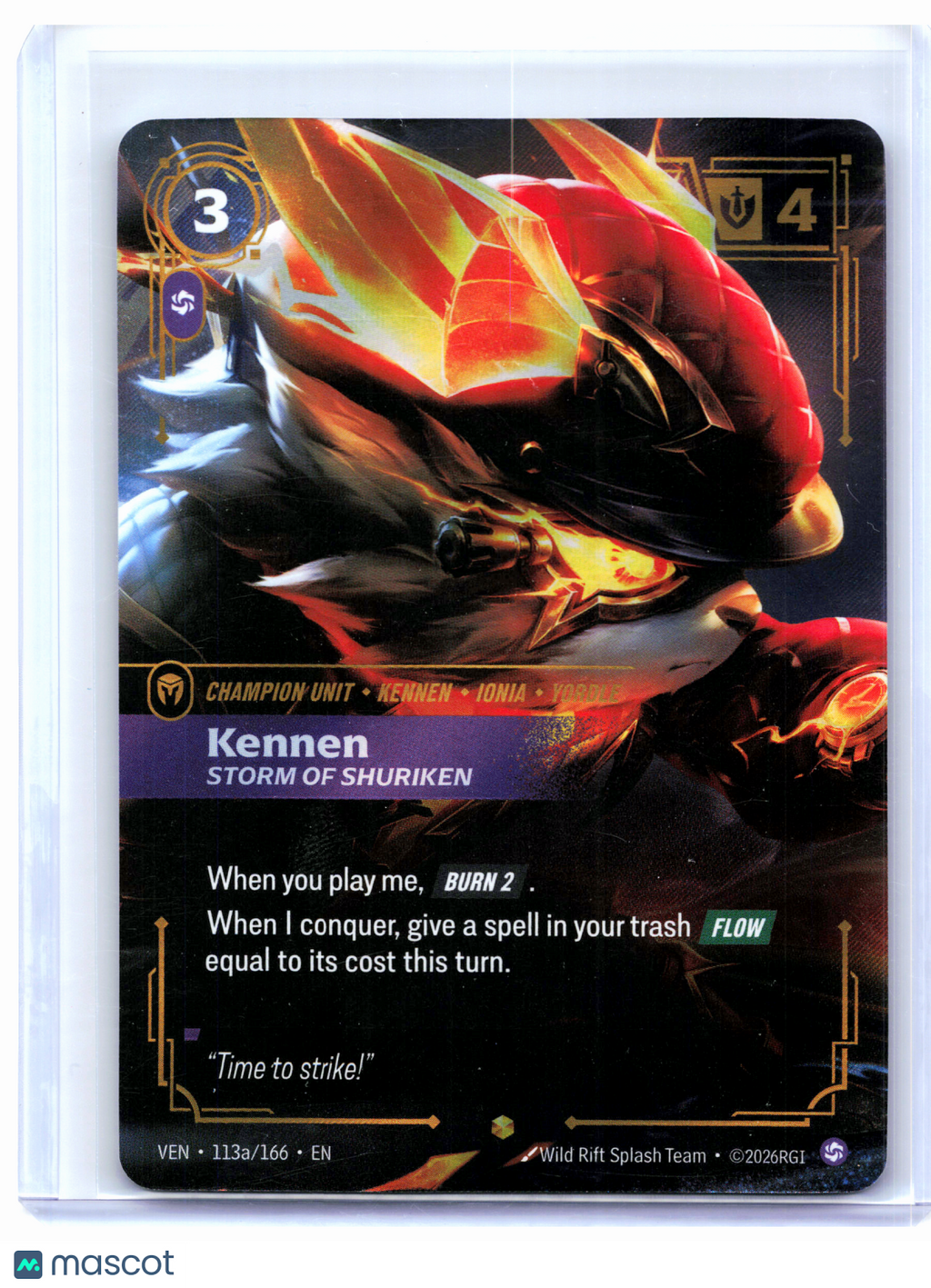 2026 Riftbound—Kennen, Storm of Shuriken (Alt Art) #113a Vendetta—Showcase Foil