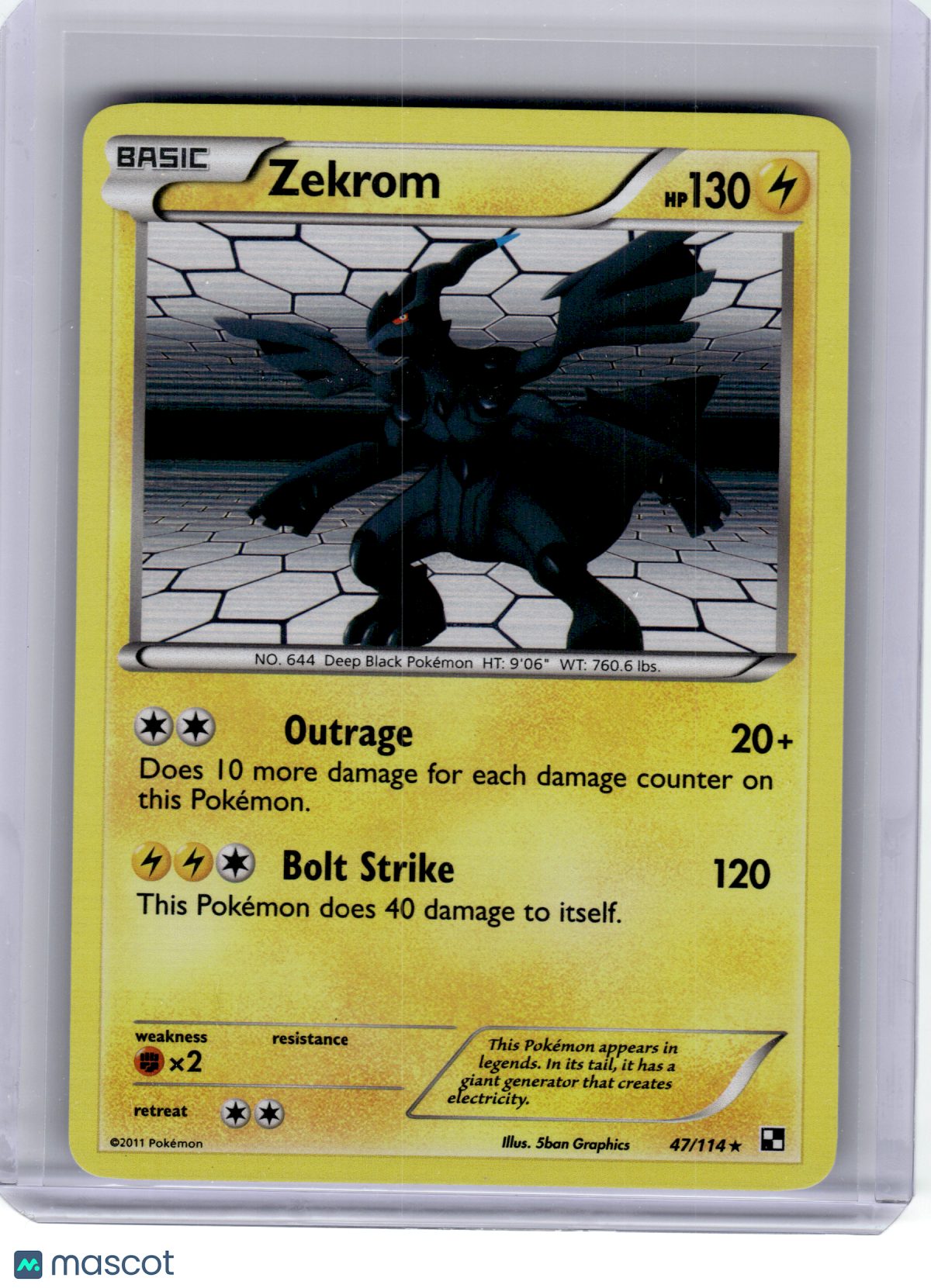 2011 Pokemon—Zekrom #47 Black & White—Rare Holo [Lightly Played]