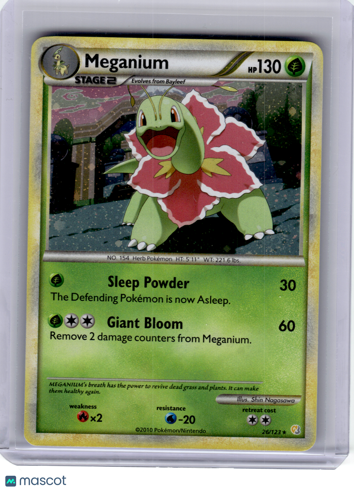 2010 Pokemon—Meganium #26 HeartGold & SoulSilver—Rare Holo [Lightly Played]