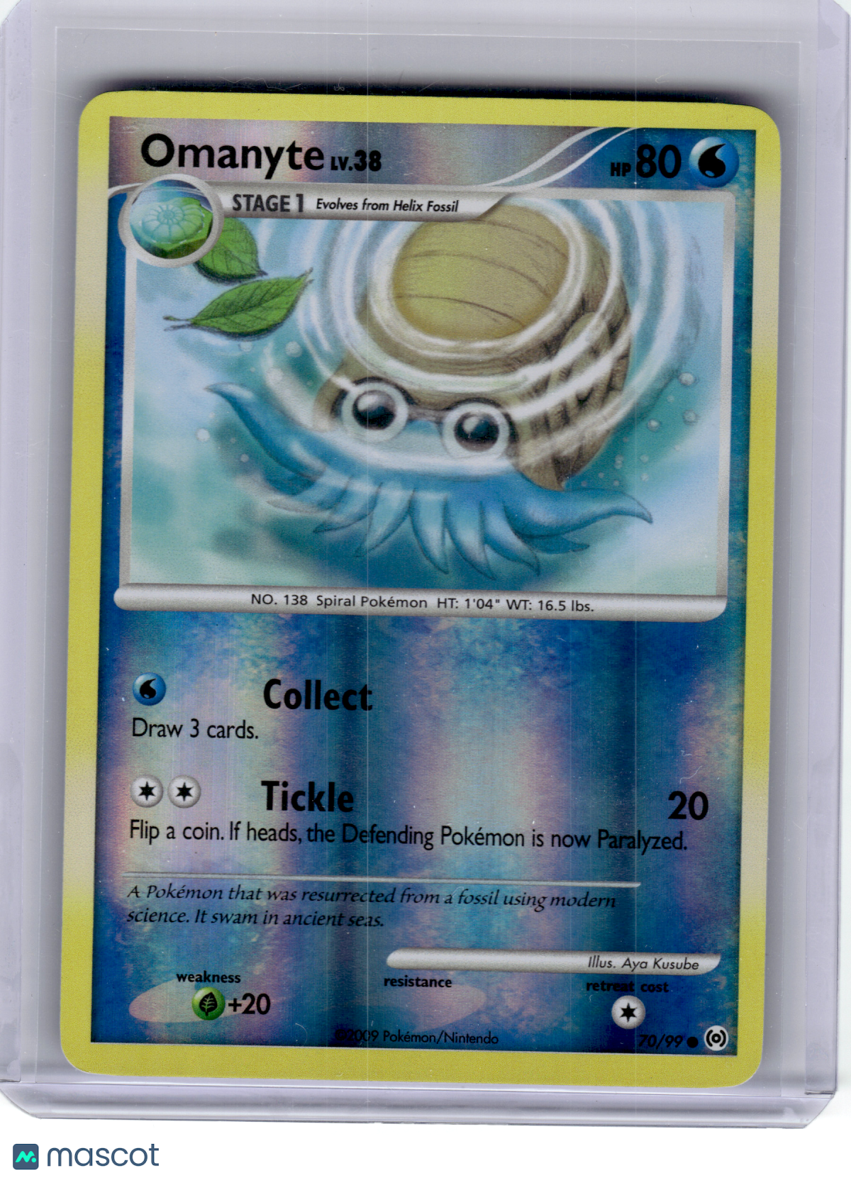 2009 Pokemon—Omanyte #70 Arceus—Common Reverse Holo [Lightly Played]