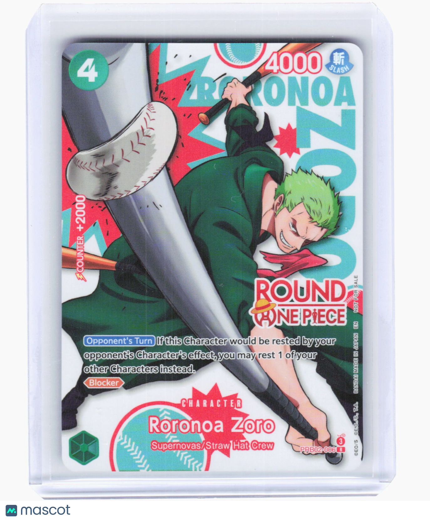 2023 One Piece Card Game—Roronoa Zoro #PRB02-006 OP-PR—Rare Foil