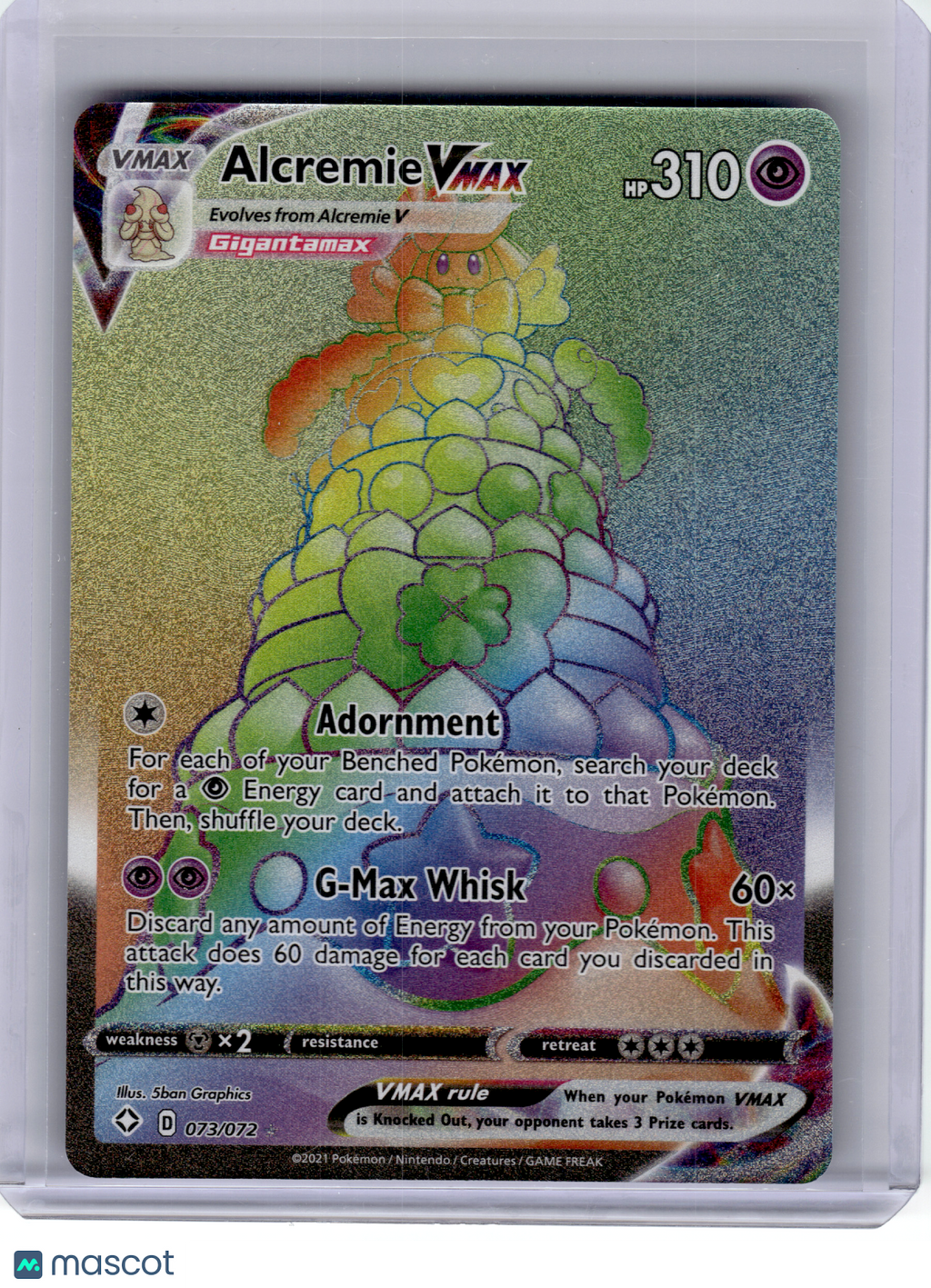 2021 Pokemon—Alcremie VMAX #73 Shining Fates—Secret Rare Rainbow