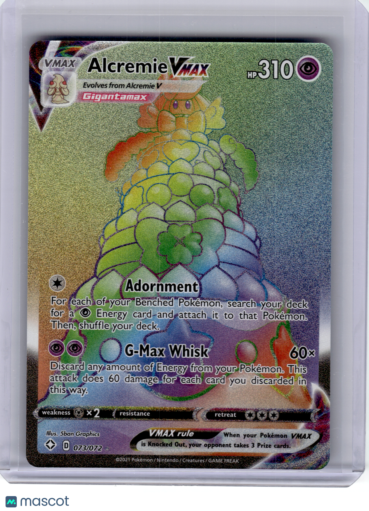 2021 Pokemon—Alcremie VMAX #73 Shining Fates—Secret Rare Rainbow