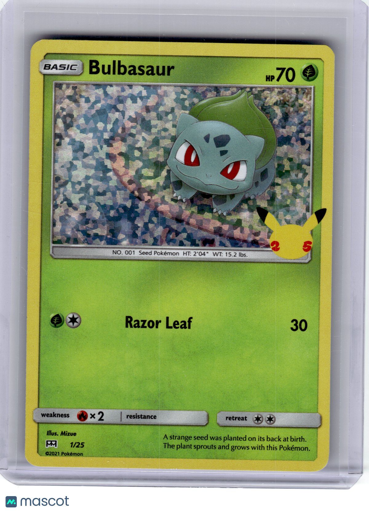 2021 Pokemon—Bulbasaur #1 Celebrations: Classic Collection—Rare Holo [LP]