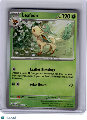 2025 Pokemon—Leafeon #5 Prismatic Evolutions—Rare Holo (Masterball) [LP]