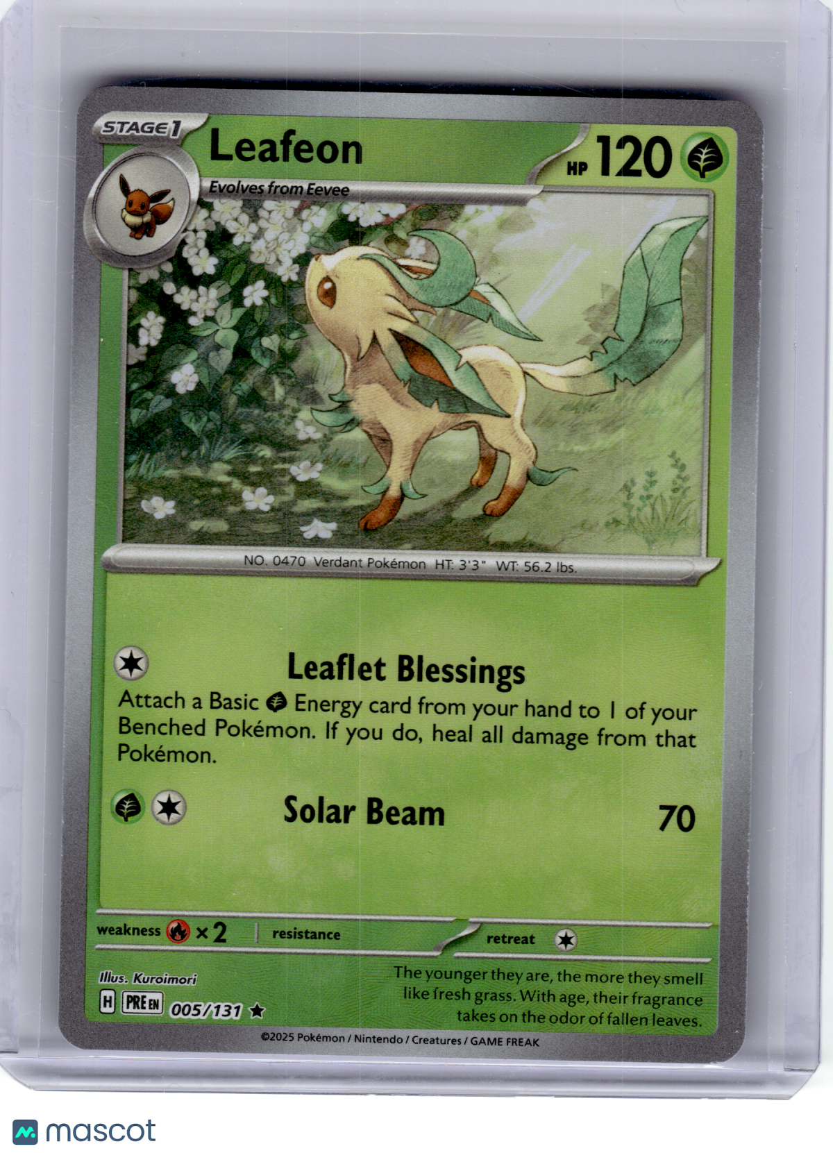 2025 Pokemon—Leafeon #5 Prismatic Evolutions—Rare Holo (Masterball) [LP]