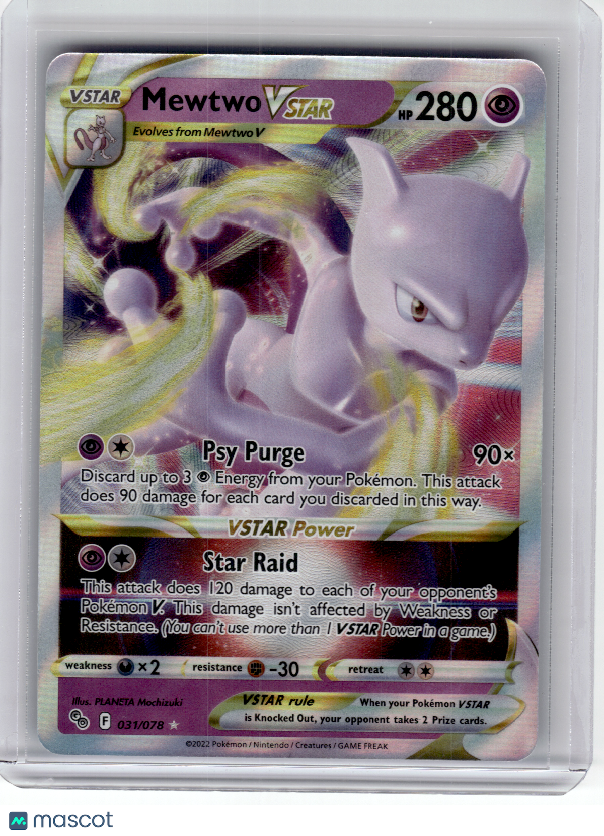 2022 Pokemon—Mewtwo VSTAR #31 GO—Ultra Rare Holo [Lightly Played]