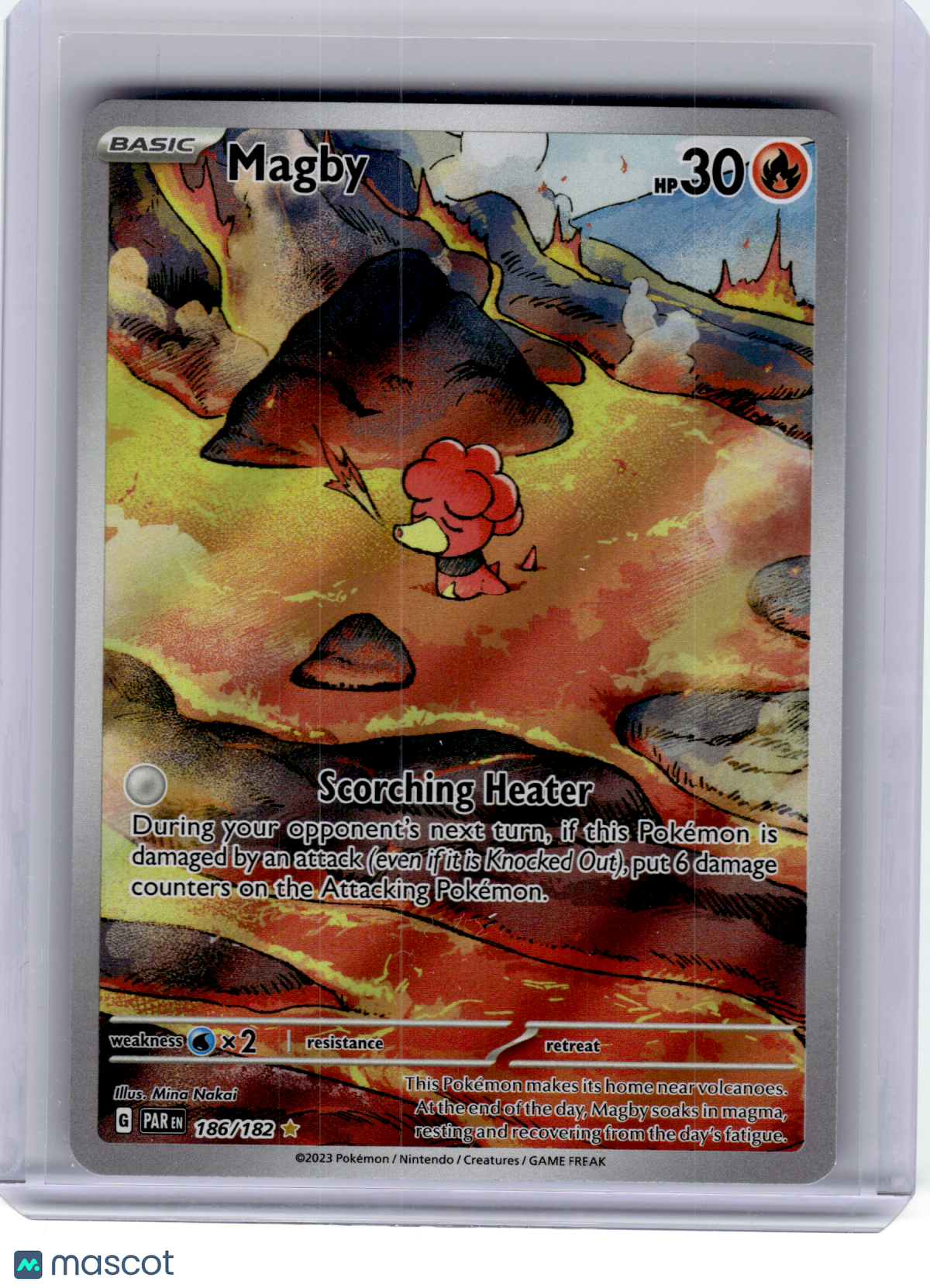 2023 Pokemon—Magby #186 Paradox Rift—Illustration Rare Holo