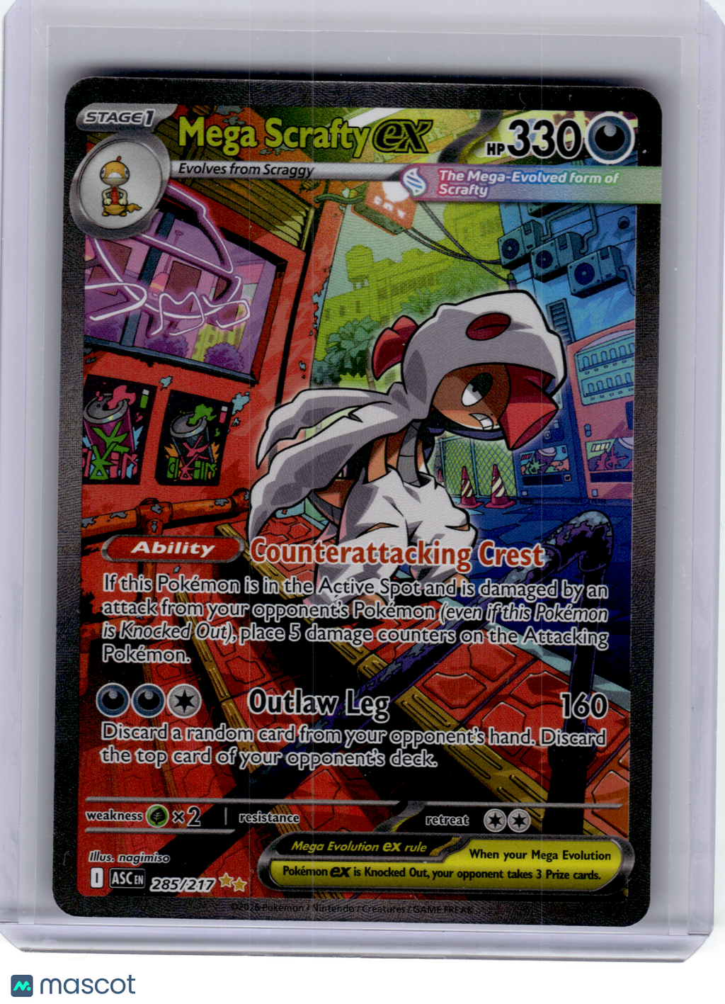 2026 Pokemon—Mega Scrafty ex #285 Ascended Heroes—Special Illustration Rare Holo