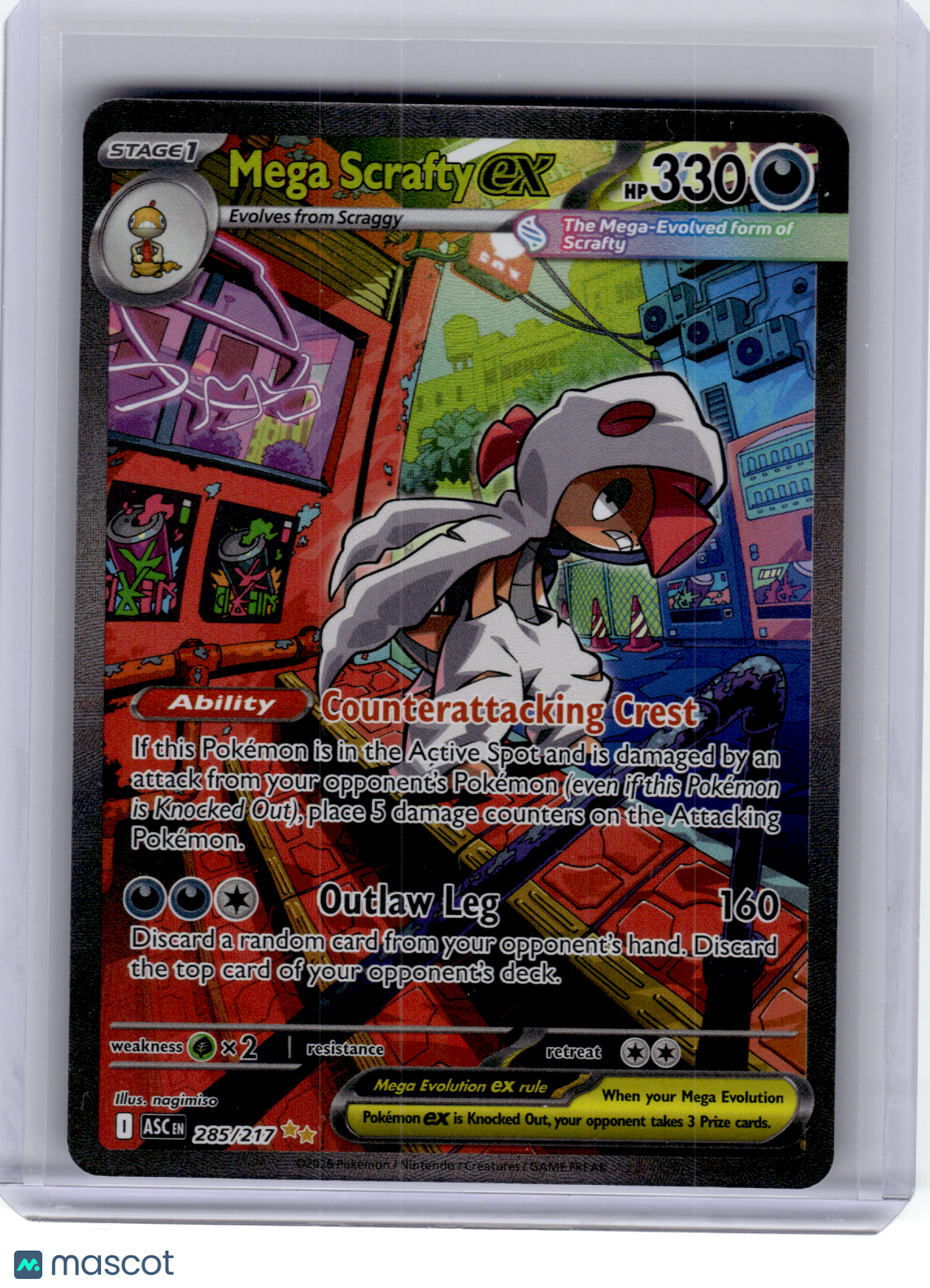 2026 Pokemon—Mega Scrafty ex #285 Ascended Heroes—Special Illustration Rare Holo