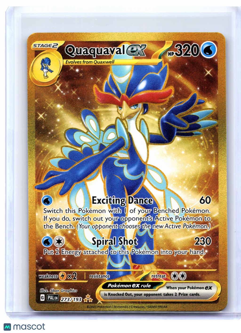 2023 Pokemon—Quaquaval ex #273/193 Paldea Evolved—Hyper Rare Holo