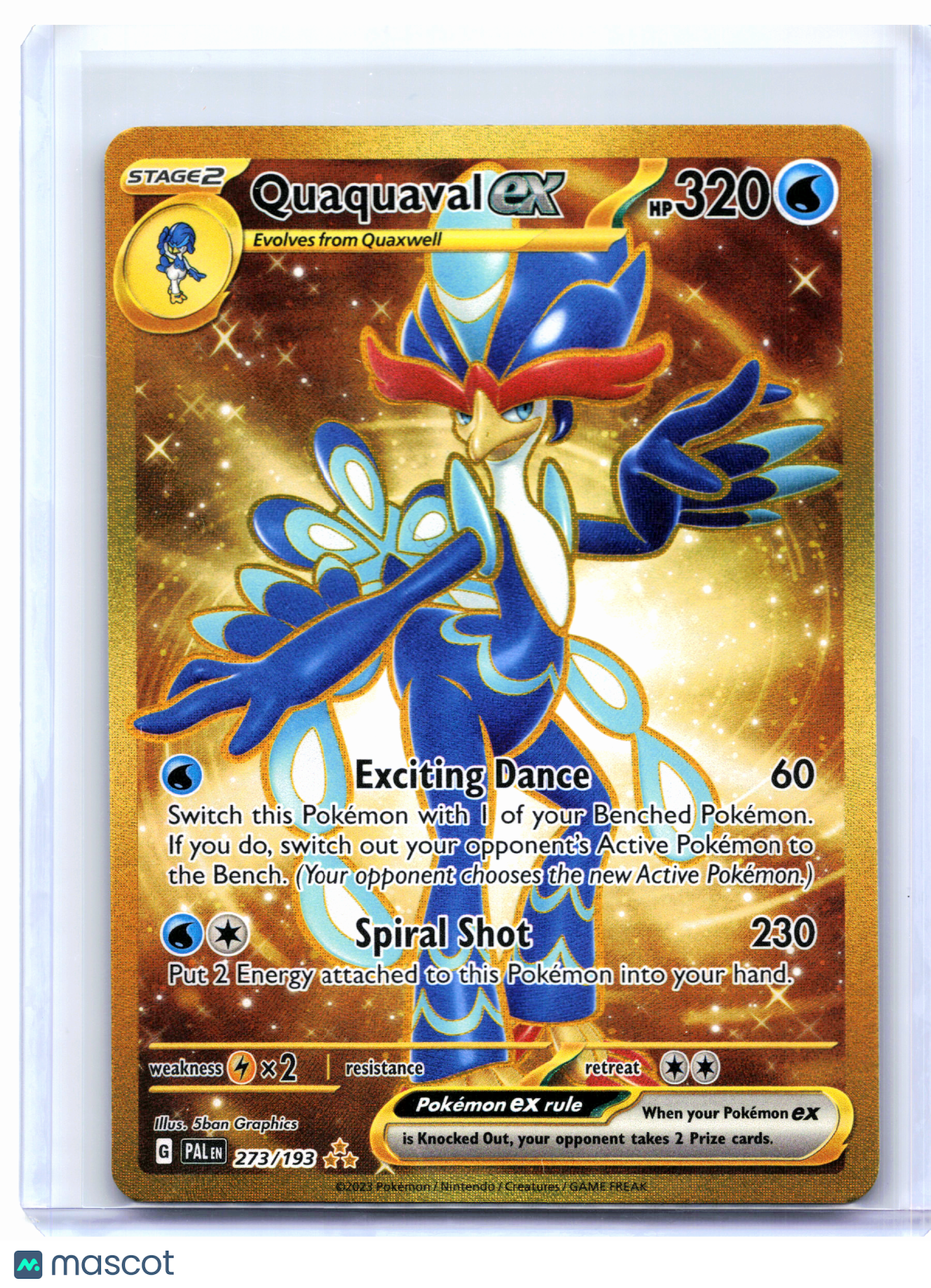 2023 Pokemon—Quaquaval ex #273/193 Paldea Evolved—Hyper Rare Holo