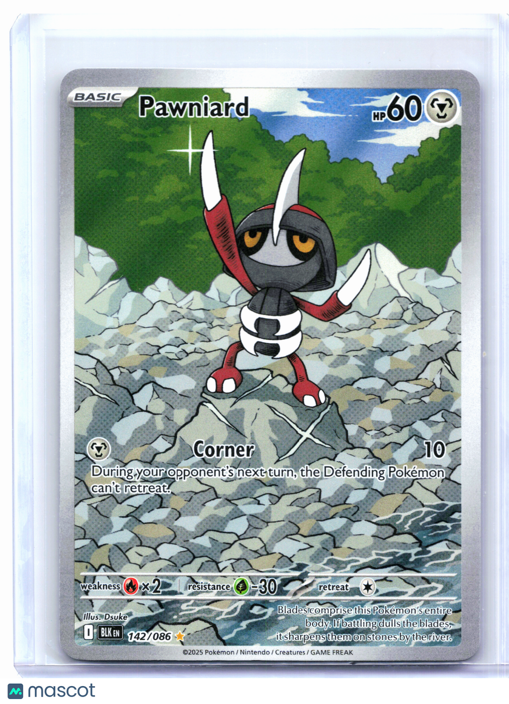 2025 Pokemon—Pawniard #142/086 Black Bolt—Illustration Rare Holo