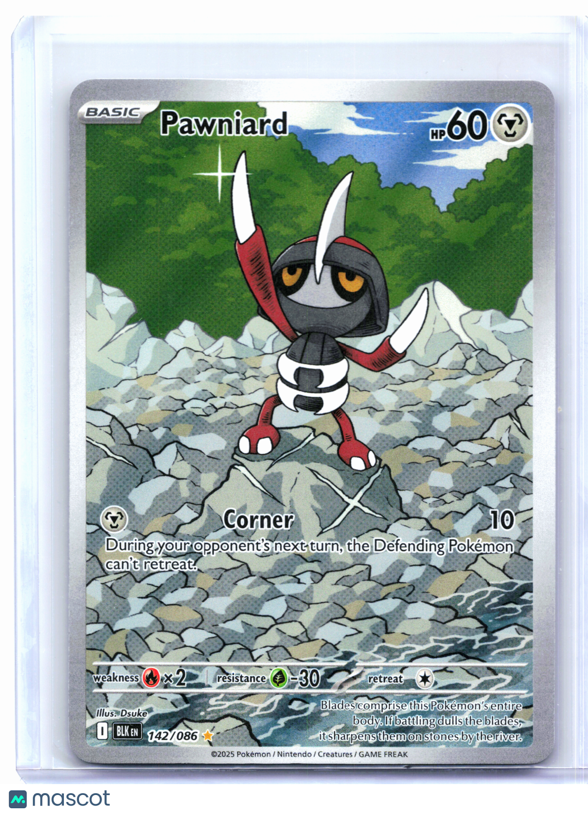 2025 Pokemon—Pawniard #142/086 Black Bolt—Illustration Rare Holo