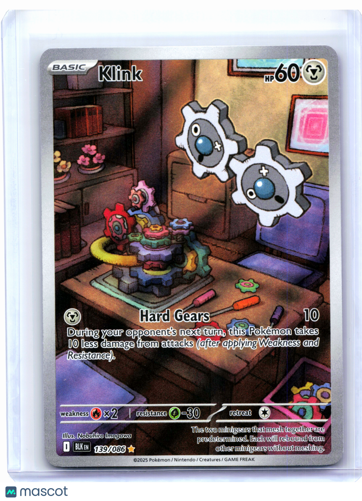 2025 Pokemon—Klink #139/086 Black Bolt—Illustration Rare Holo