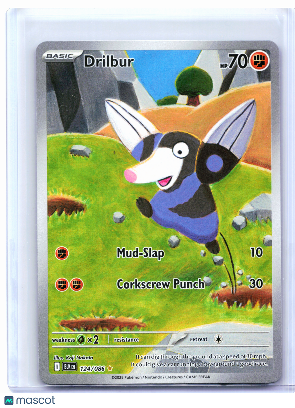 2025 Pokemon—Drilbur #124/086 Black Bolt—Illustration Rare Holo