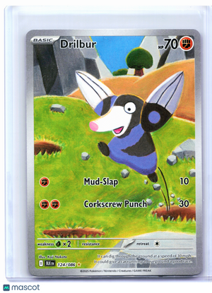 2025 Pokemon—Drilbur #124/086 Black Bolt—Illustration Rare Holo