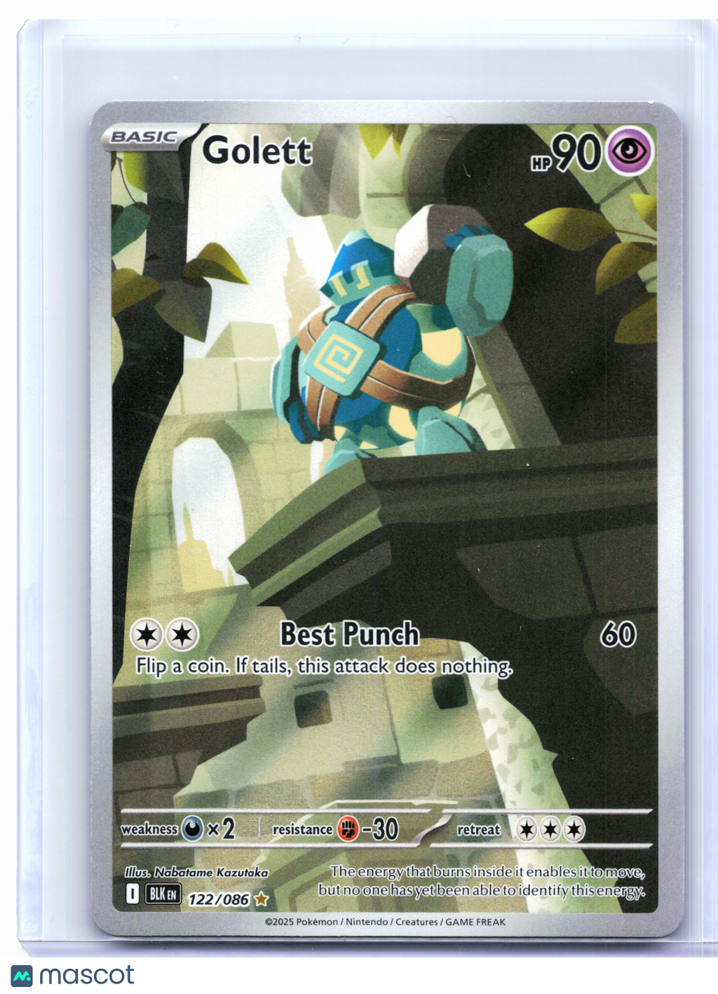 2025 Pokemon—Golett #122/086 Black Bolt—Illustration Rare Holo