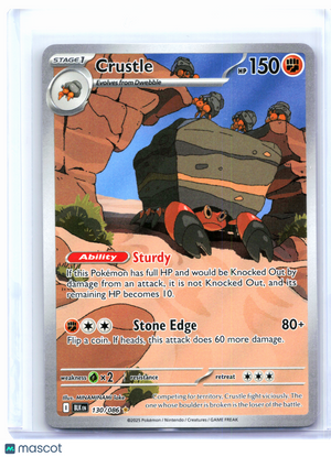 2025 Pokemon—Crustle #130/086 Black Bolt—Illustration Rare Holo