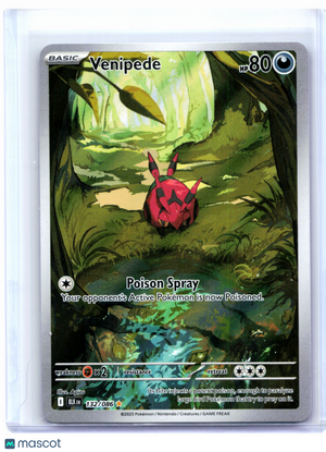 2025 Pokemon—Venipede #132/086 Black Bolt—Illustration Rare Holo