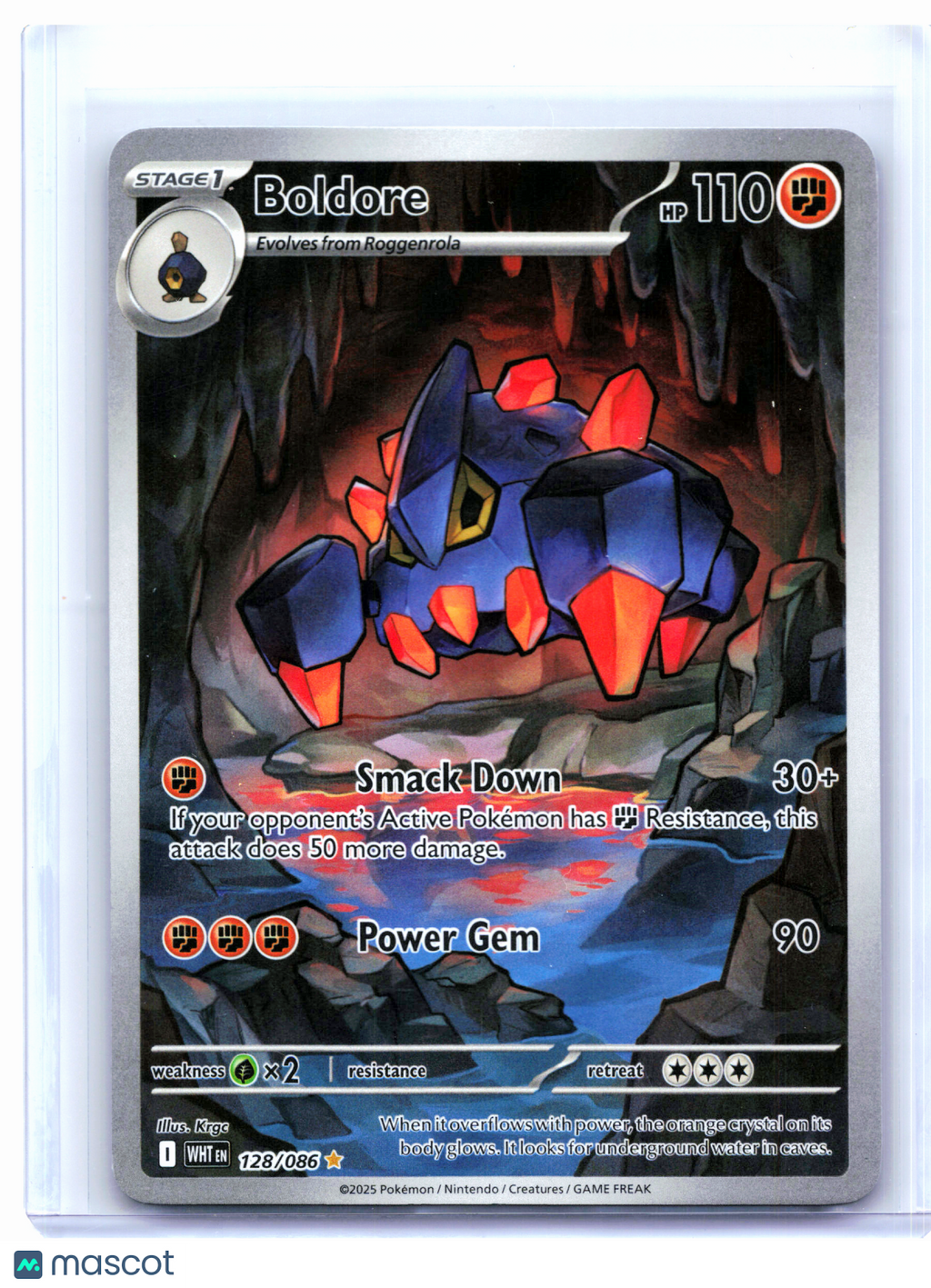 2025 Pokemon—Boldore #128/086 White Flare—Illustration Rare Holo