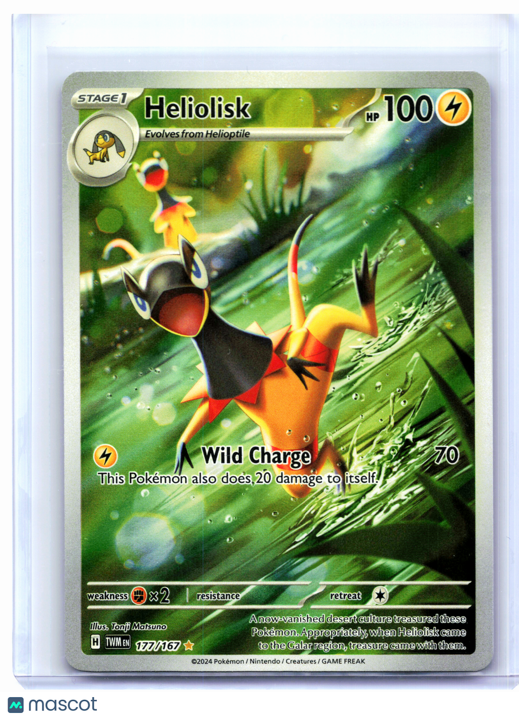 2024 Pokemon—Heliolisk #177/167 Twilight Masquerade—Illustration Rare Holo