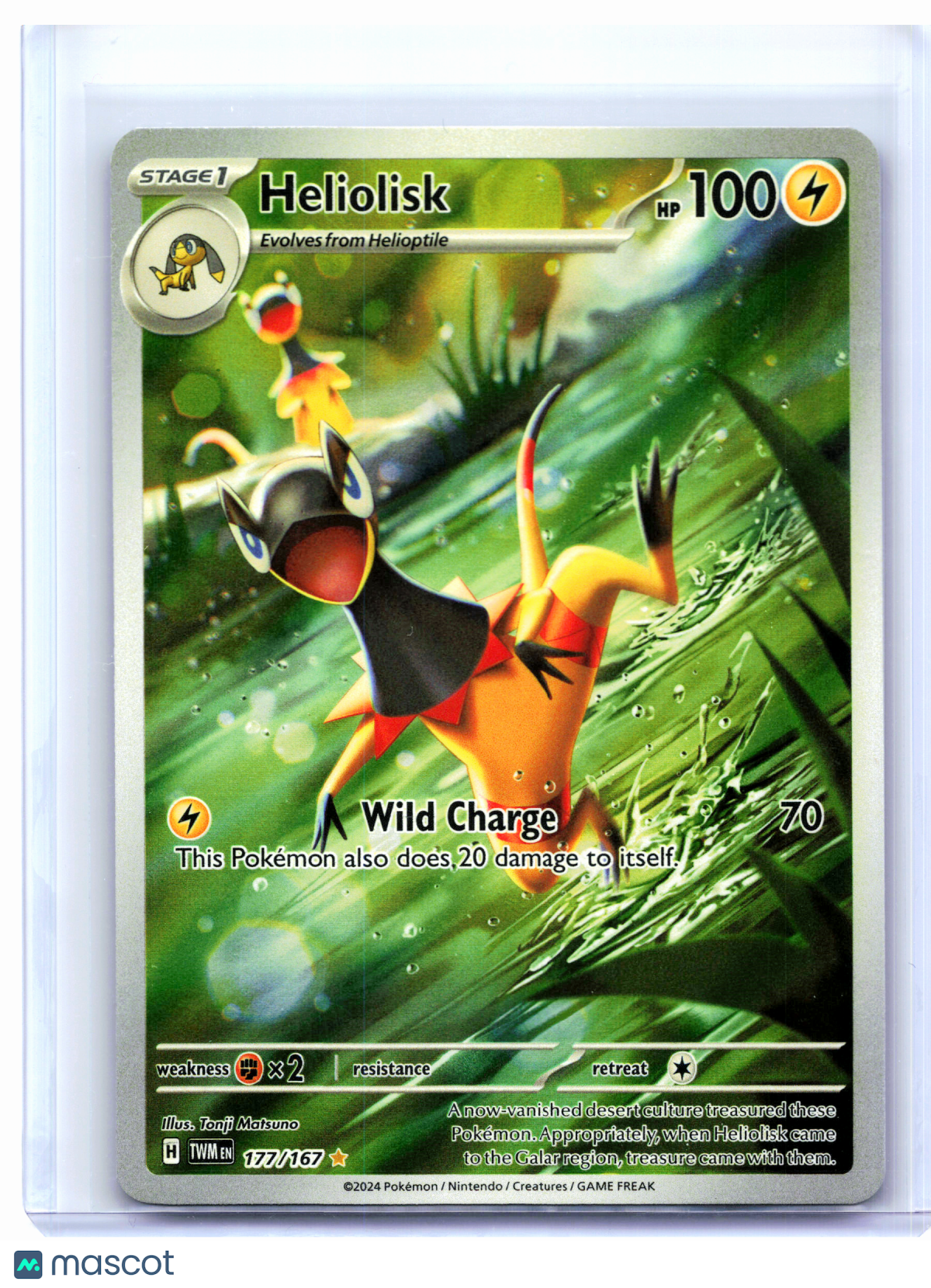 2024 Pokemon—Heliolisk #177/167 Twilight Masquerade—Illustration Rare Holo