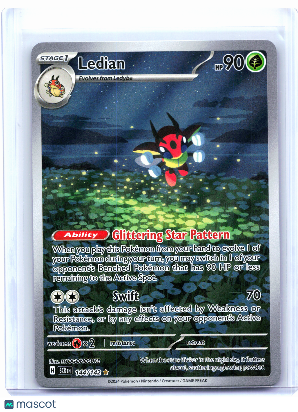 2024 Pokemon—Ledian #144/142 Stellar Crown—Illustration Rare Holo