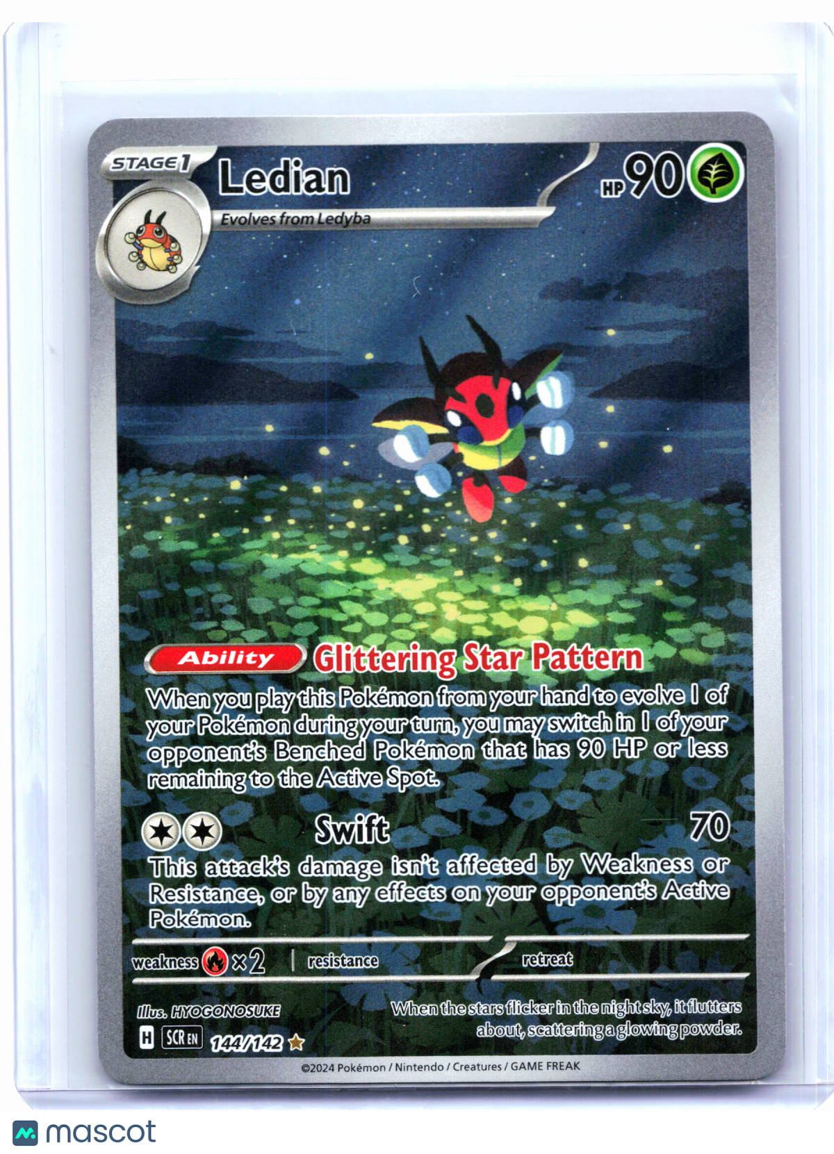 2024 Pokemon—Ledian #144/142 Stellar Crown—Illustration Rare Holo