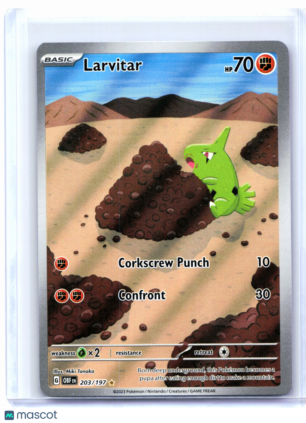 2023 Pokemon—Larvitar #203/197 Obsidian Flames—Illustration Rare Holo