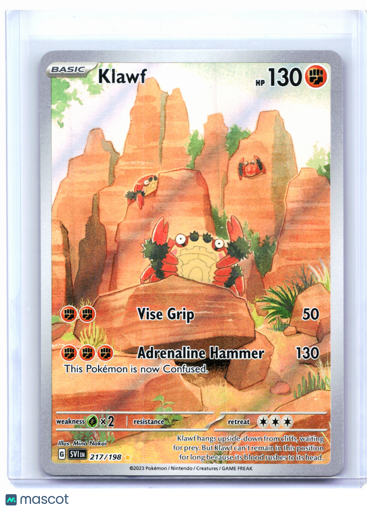 2023 Pokemon—Klawf #217/198 Scarlet & Violet Base Set—Illustration Rare Holo