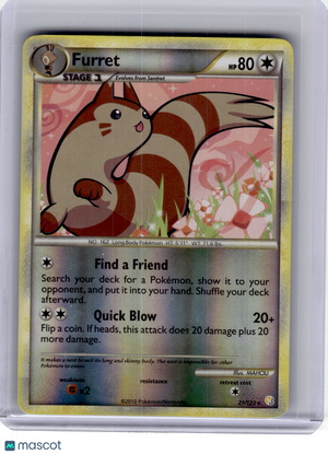2010 Pokemon—Furret #21 Heartgold & Soulsilver—Rare Reverse Holo [MP]
