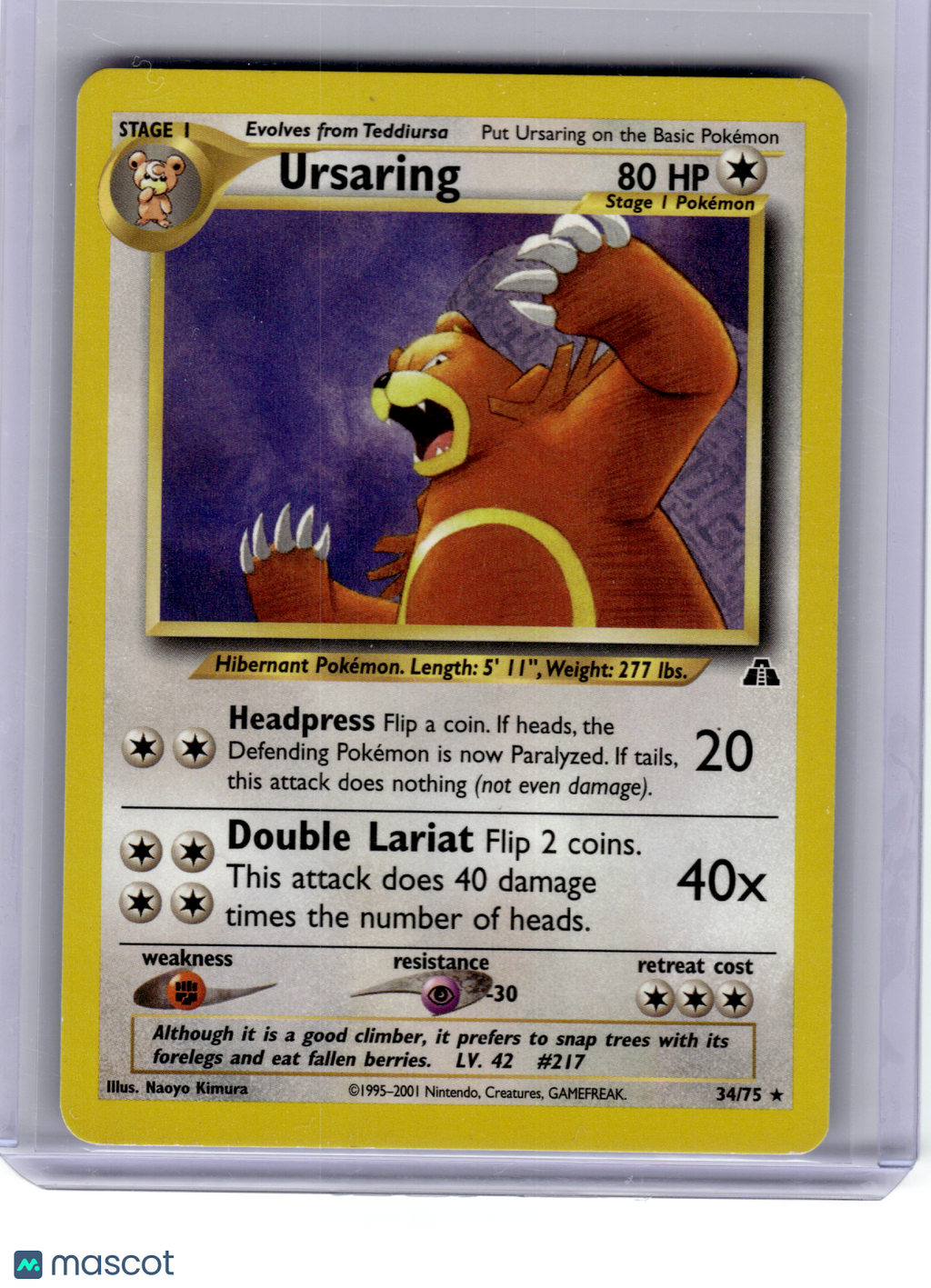 2001 Pokemon—Ursaring #34 Neo Discovery—Rare Non-Holo [Moderately Played]