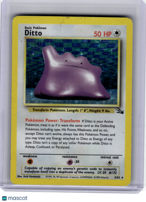 1999 Pokemon—Ditto #3 Fossil—Rare Holo [Damage]