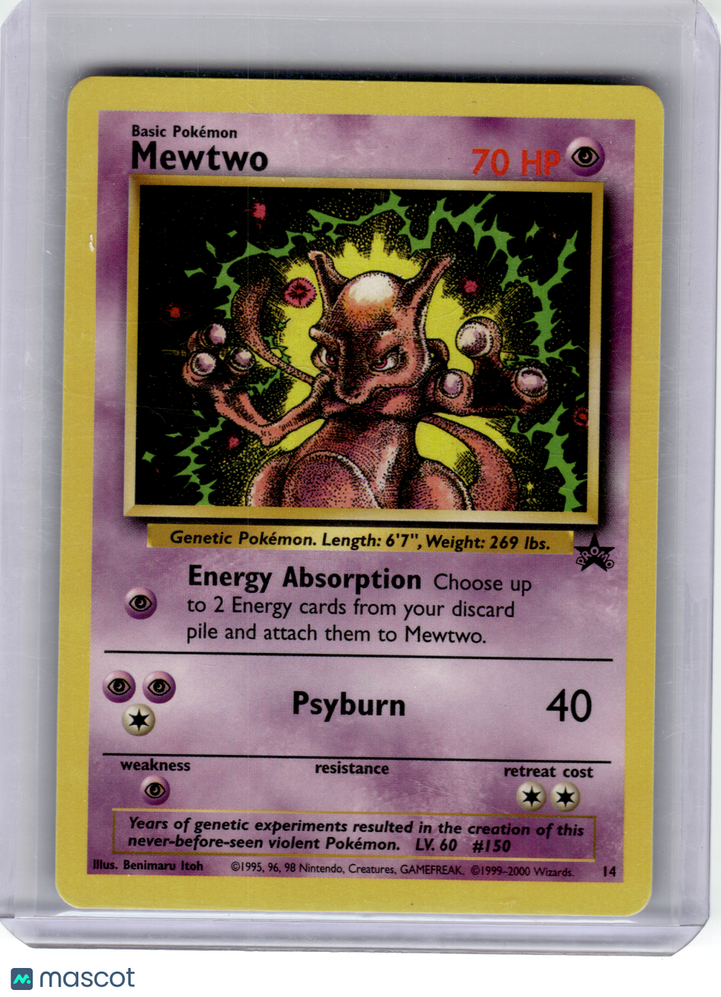 2000 Pokemon—Mewtwo #14 Wizards of the Coast—Black Star Promo Non-Holo [LP]