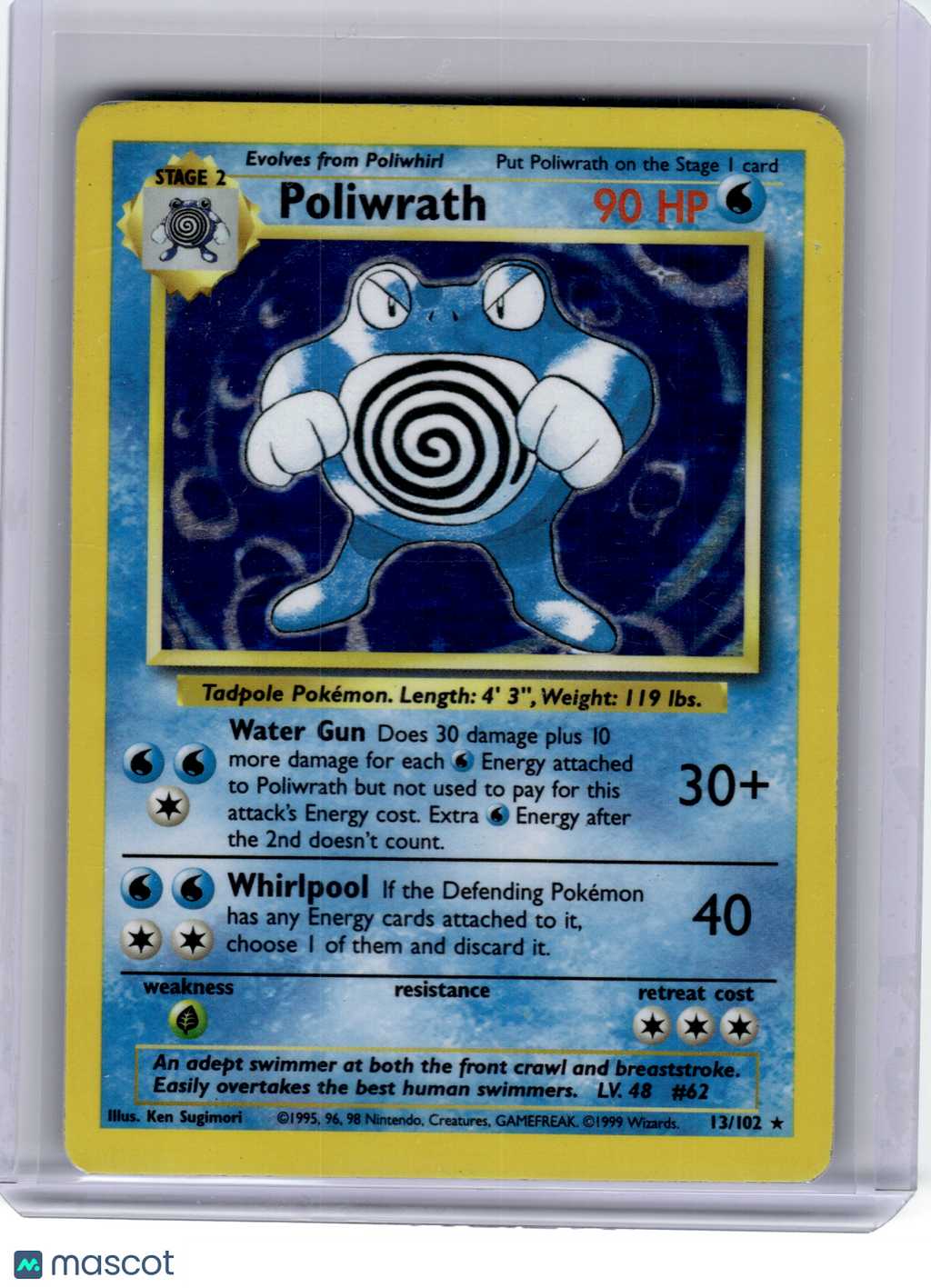 1999 Pokemon—Poliwrath #13 Base Set—Rare Holo [Damage]